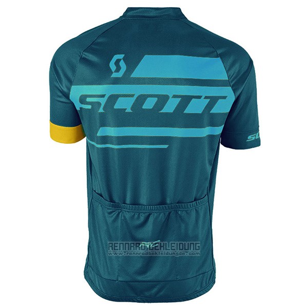 2017 Fahrradbekleidung Scott Blau Trikot Kurzarm und Tragerhose