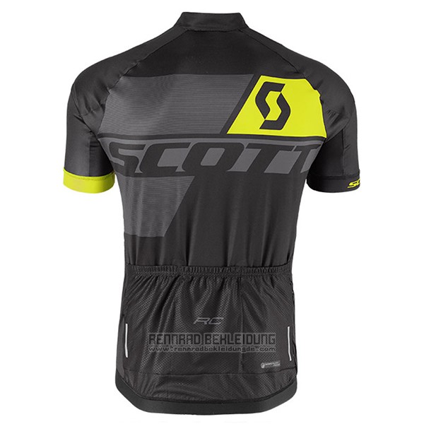 2017 Fahrradbekleidung Scott Gelb und Shwarz Trikot Kurzarm und Tragerhose