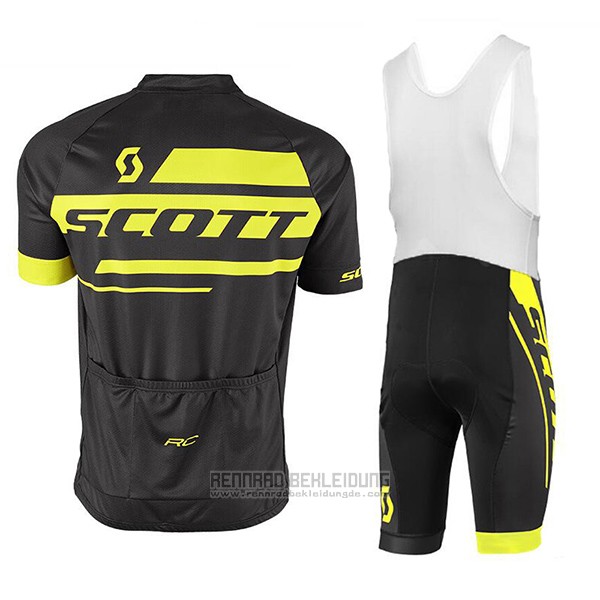 2017 Fahrradbekleidung Scott Shwarz und Gelb Trikot Kurzarm und Tragerhose