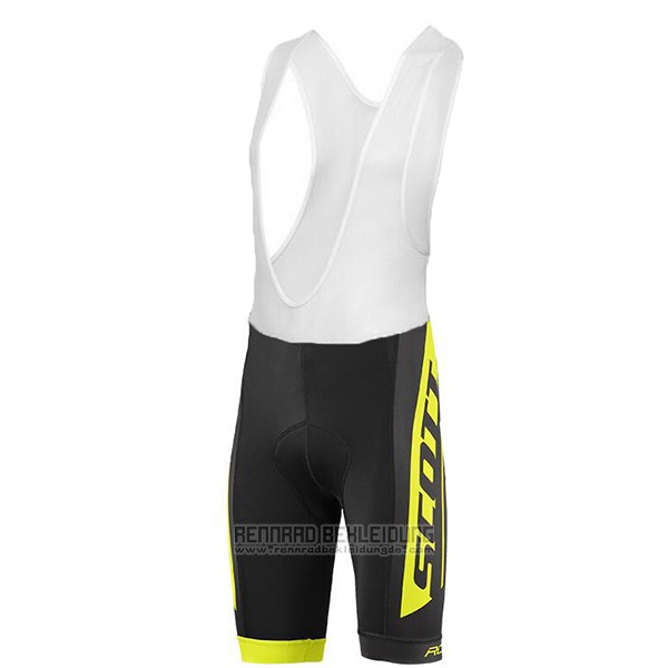 2017 Fahrradbekleidung Scott Shwarz und Gelb Trikot Kurzarm und Tragerhose