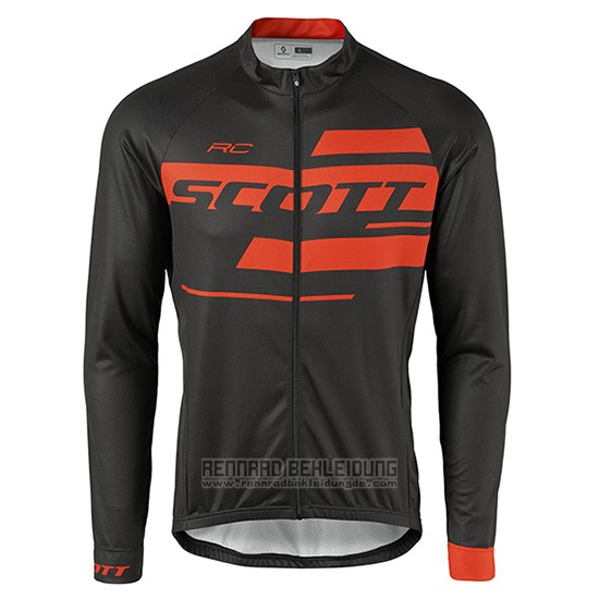 2017 Fahrradbekleidung Scott Shwarz und Orange Trikot Langarm und Tragerhose