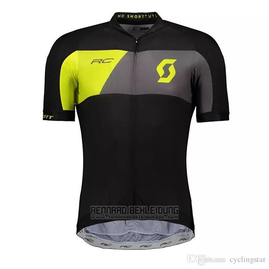 2018 Fahrradbekleidung Scott Shwarz Gelb Trikot Kurzarm und Tragerhose