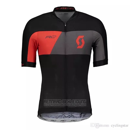 2018 Fahrradbekleidung Scott Shwarz Grau Trikot Kurzarm und Tragerhose