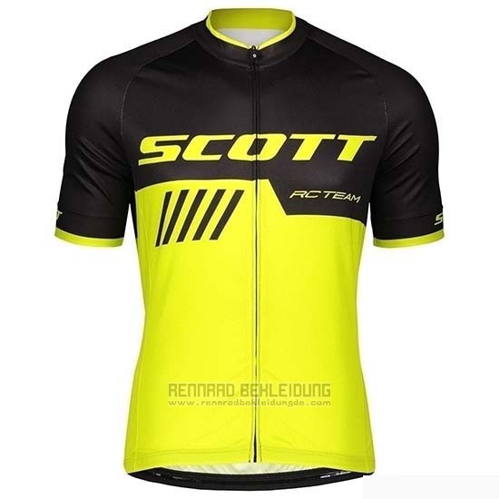 2019 Fahrradbekleidung Scott Shwarz Gelb Trikot Kurzarm und Tragerhose