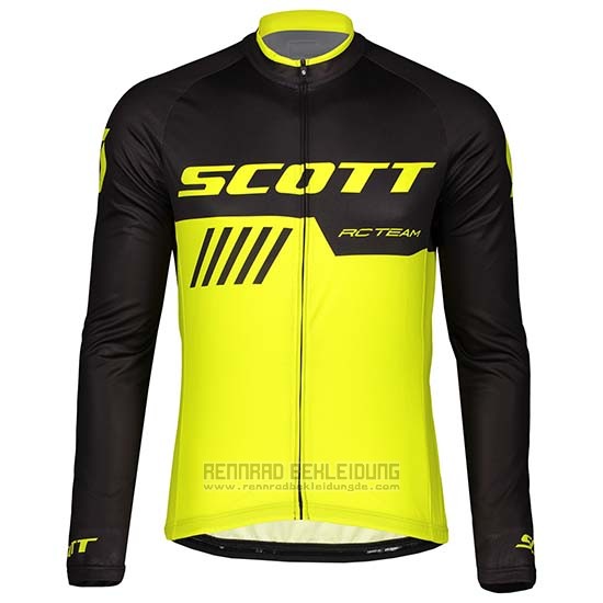 2019 Fahrradbekleidung Scott Shwarz Gelb Trikot Langarm und Tragerhose