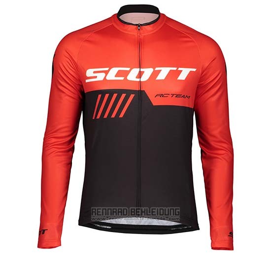 2019 Fahrradbekleidung Scott Shwarz Rot Trikot Langarm und Tragerhose