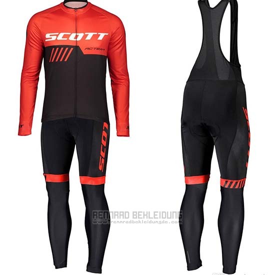 2019 Fahrradbekleidung Scott Shwarz Rot Trikot Langarm und Tragerhose