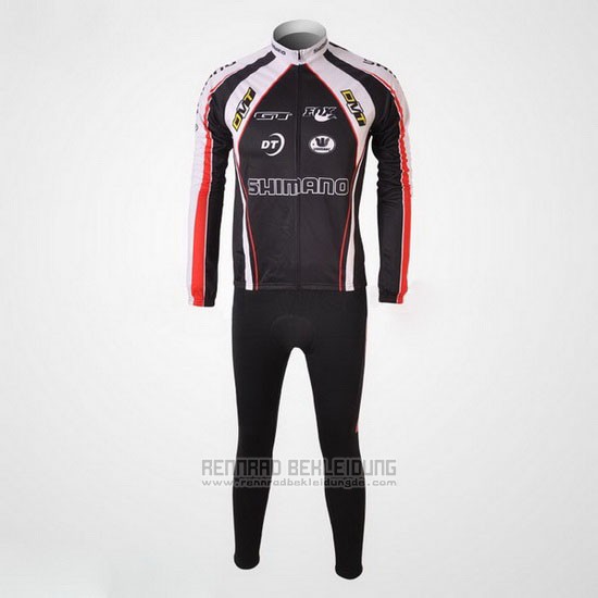 2010 Fahrradbekleidung Shimano Rot und Shwarz Trikot Langarm und Tragerhose