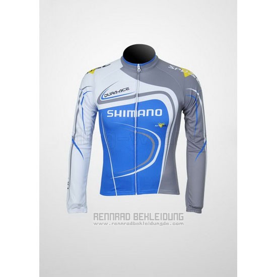 2011 Fahrradbekleidung Shimano Blau und Grau Trikot Langarm und Tragerhose