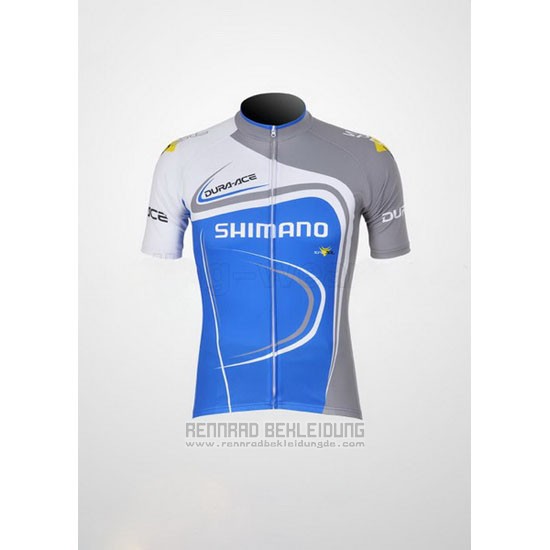 2011 Fahrradbekleidung Shimano Blau und Wei Trikot Kurzarm und Tragerhose