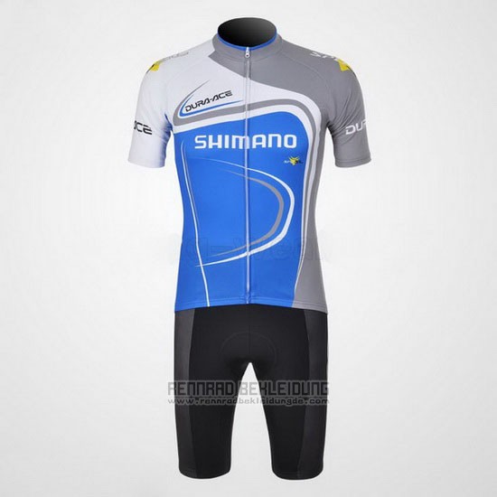 2011 Fahrradbekleidung Shimano Blau und Wei Trikot Kurzarm und Tragerhose - zum Schließen ins Bild klicken