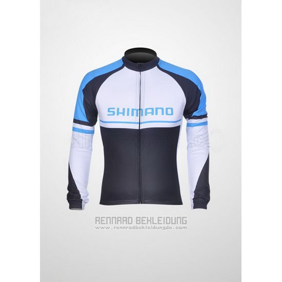 2011 Fahrradbekleidung Shimano Blau und Wei Trikot Langarm und Tragerhose