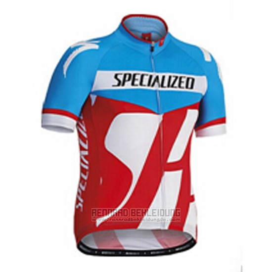 2016 Fahrradbekleidung Specialized Azurblau und Rot Trikot Kurzarm und Tragerhose