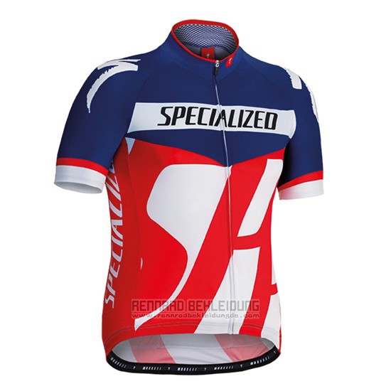 2016 Fahrradbekleidung Specialized Blau und Rot Trikot Kurzarm und Tragerhose