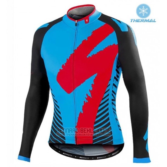 2016 Fahrradbekleidung Specialized Shwarz und Blau Trikot Langarm und Tragerhose