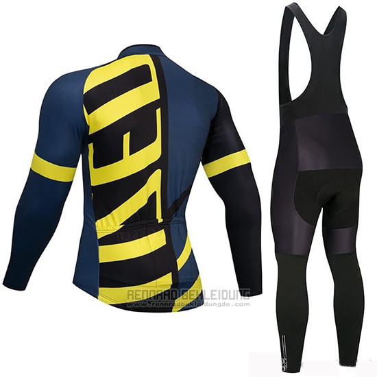 2019 Fahrradbekleidung Specialized Shwarz Blau Gelb Trikot Langarm und Tragerhose - zum Schließen ins Bild klicken