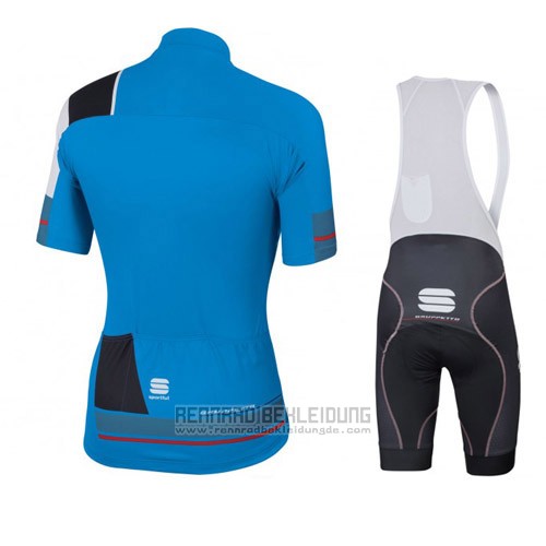 2016 Fahrradbekleidung Sportful Shwarz und Blau Trikot Kurzarm und Tragerhose