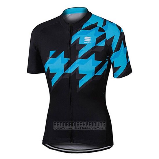 2017 Fahrradbekleidung Sportful Shwarz und Blau Trikot Kurzarm und Tragerhose