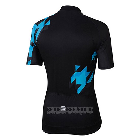 2017 Fahrradbekleidung Sportful Shwarz und Blau Trikot Kurzarm und Tragerhose