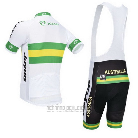 2013 Fahrradbekleidung Australien Wei und Grun Trikot Kurzarm und Tragerhose