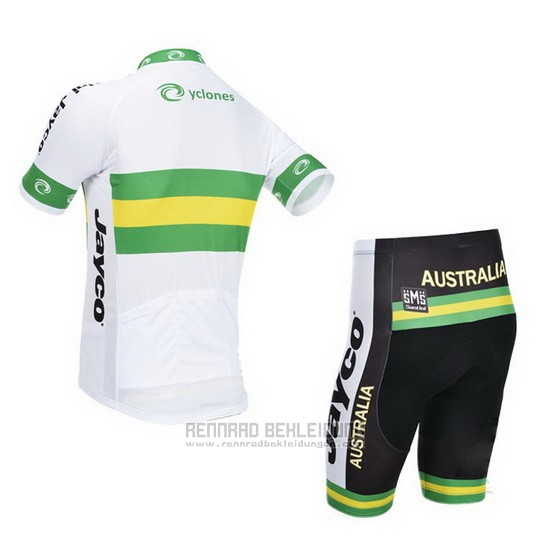 2013 Fahrradbekleidung Australien Wei und Grun Trikot Kurzarm und Tragerhose