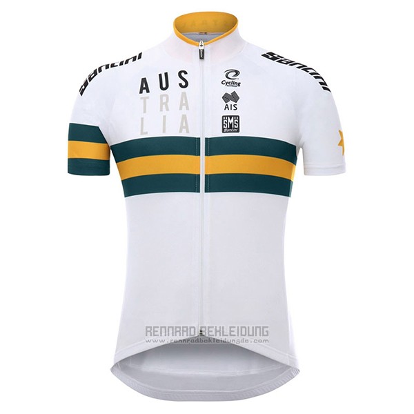 2017 Fahrradbekleidung Australien Wei und Gelb Trikot Kurzarm und Tragerhose