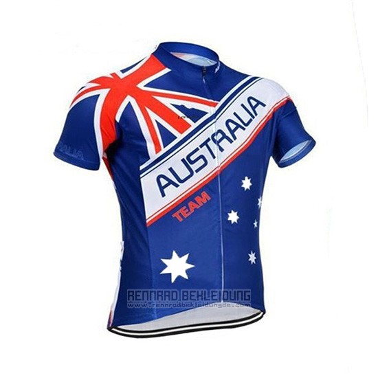 2018 Fahrradbekleidung Australien Blau und Rot Trikot Kurzarm und Tragerhose - zum Schließen ins Bild klicken