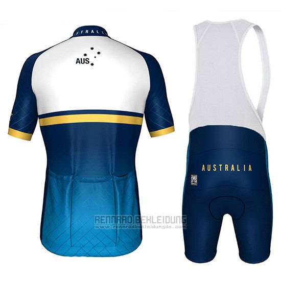 2018 Fahrradbekleidung Australien Wei und Blau Trikot Kurzarm und Tragerhose