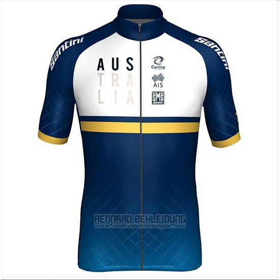 2018 Fahrradbekleidung Australien Wei und Blau Trikot Kurzarm und Tragerhose - zum Schließen ins Bild klicken