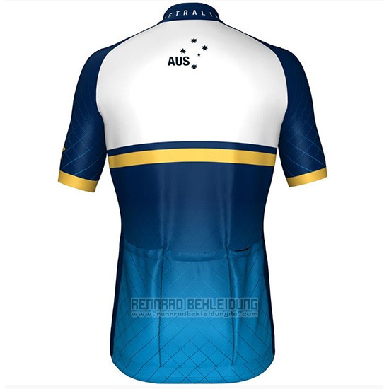 2018 Fahrradbekleidung Australien Wei und Blau Trikot Kurzarm und Tragerhose - zum Schließen ins Bild klicken