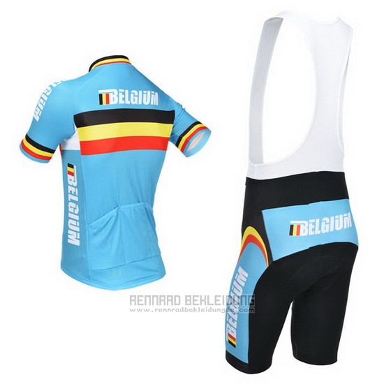 2013 Fahrradbekleidung Belgien Hellblau und Shwarz Trikot Kurzarm und Tragerhose