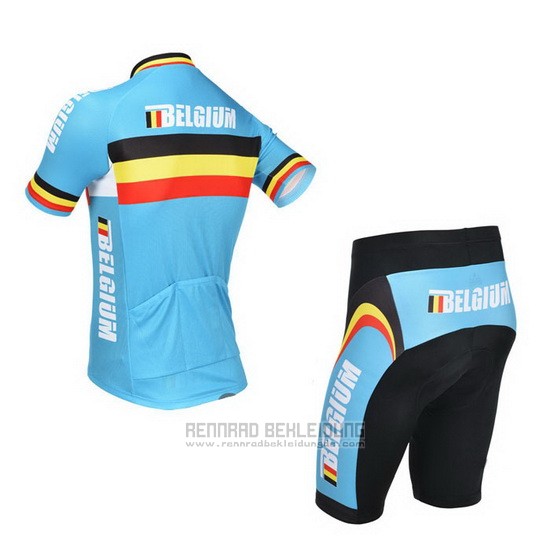 2013 Fahrradbekleidung Belgien Hellblau und Shwarz Trikot Kurzarm und Tragerhose - zum Schließen ins Bild klicken