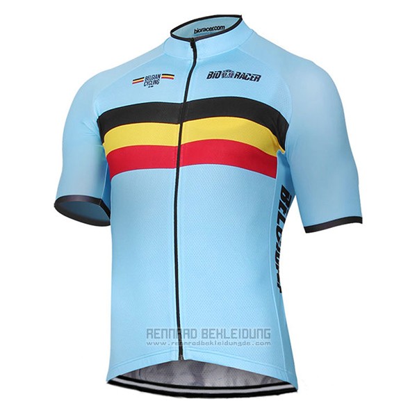 2017 Fahrradbekleidung Belgien Azurblau Trikot Kurzarm und Tragerhose