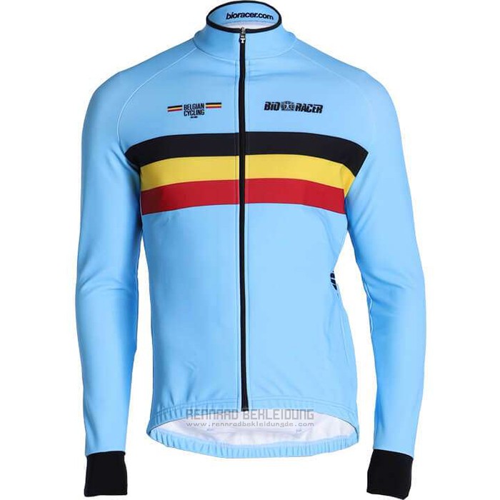 2020 Fahrradbekleidung Belgien Hellblau Trikot Langarm und Tragerhose - zum Schließen ins Bild klicken