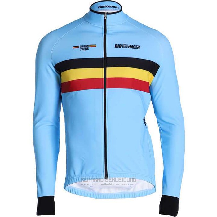 2020 Fahrradbekleidung Belgien Hellblau Trikot Langarm und Tragerhose