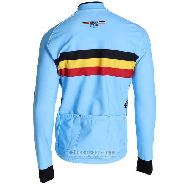 2020 Fahrradbekleidung Belgien Hellblau Trikot Langarm und Tragerhose - zum Schließen ins Bild klicken