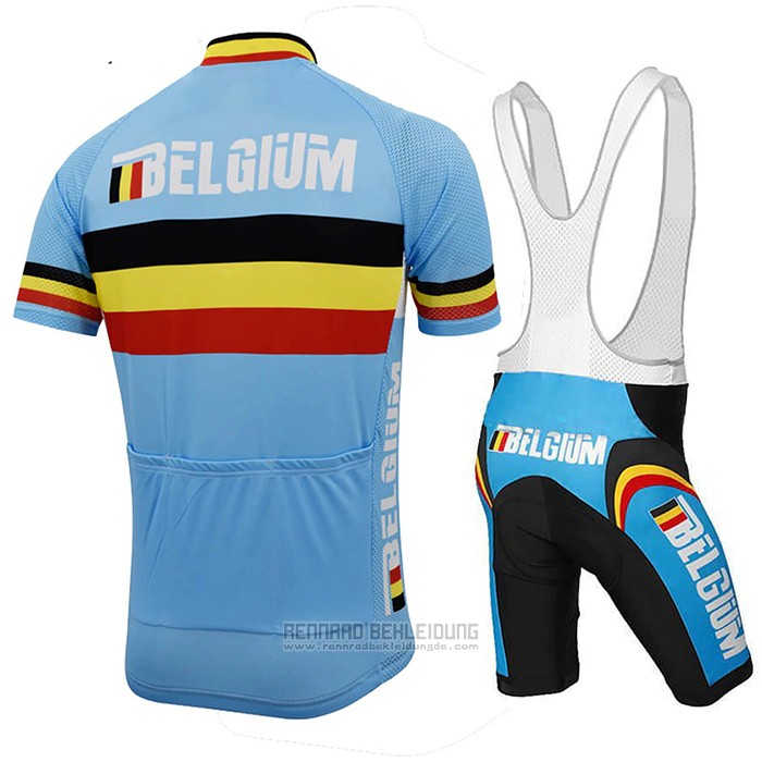 2021 Fahrradbekleidung Belgien Azurblau Trikot Kurzarm und Tragerhose