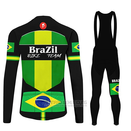 2020 Fahrradbekleidung Brasilien Shwarz Grun Trikot Langarm und Tragerhose