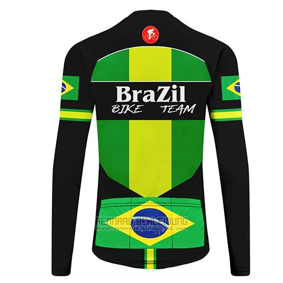 2020 Fahrradbekleidung Brasilien Shwarz Grun Trikot Langarm und Tragerhose - zum Schließen ins Bild klicken