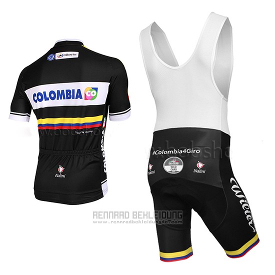 2014 Fahrradbekleidung Kolumbien Shwarz Trikot Kurzarm und Tragerhose