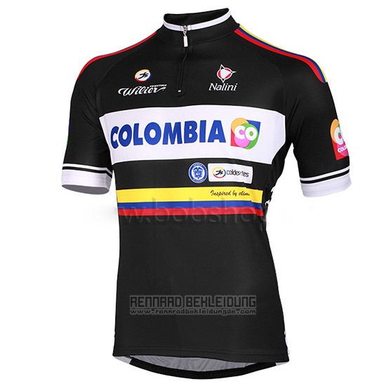 2014 Fahrradbekleidung Kolumbien Shwarz Trikot Kurzarm und Tragerhose - zum Schließen ins Bild klicken