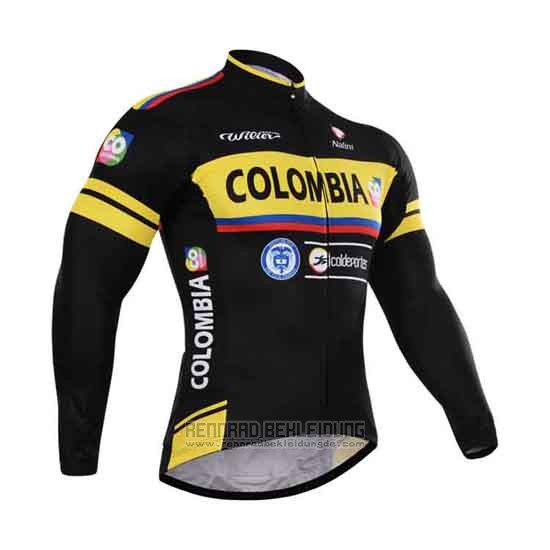 2015 Fahrradbekleidung Kolumbien Shwarz und Gelb Trikot Langarm und Tragerhose