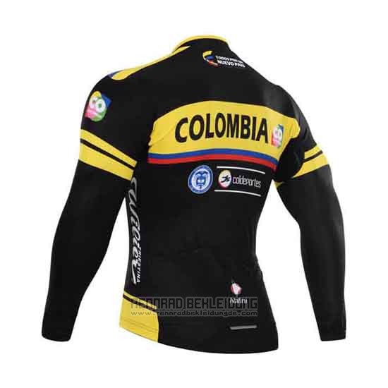 2015 Fahrradbekleidung Kolumbien Shwarz und Gelb Trikot Langarm und Tragerhose