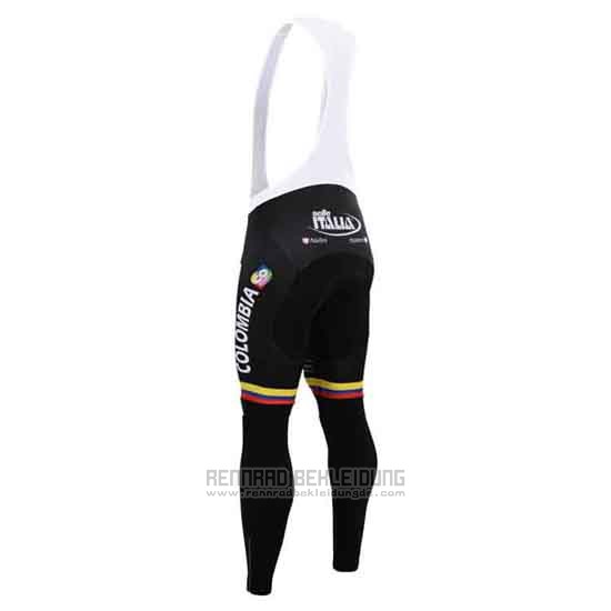 2015 Fahrradbekleidung Kolumbien Shwarz und Gelb Trikot Langarm und Tragerhose