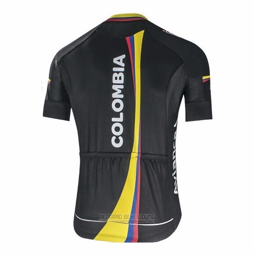 2017 Fahrradbekleidung Kolumbien Shwarz Trikot Kurzarm und Tragerhose