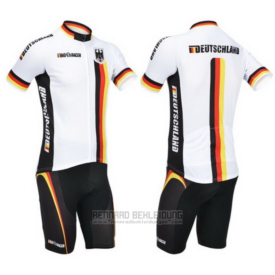 2013 Fahrradbekleidung Deutschland Wei und Shwarz Trikot Kurzarm und Tragerhose