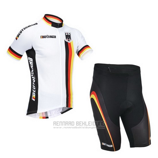 2013 Fahrradbekleidung Deutschland Wei und Shwarz Trikot Kurzarm und Tragerhose - zum Schließen ins Bild klicken