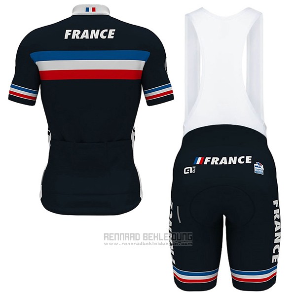 2017 Fahrradbekleidung Frankreich Shwarz Trikot Kurzarm und Tragerhose - zum Schließen ins Bild klicken