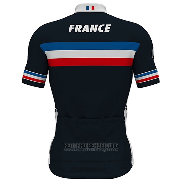 2017 Fahrradbekleidung Frankreich Shwarz Trikot Kurzarm und Tragerhose