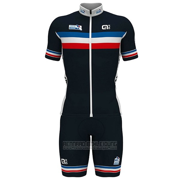 2017 Fahrradbekleidung Frankreich Shwarz Trikot Kurzarm und Tragerhose